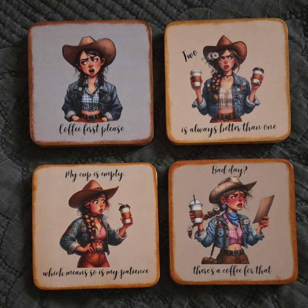 Cowgirl Coffee Coasters Set